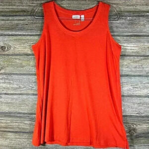 LOGO Principles by Lori Goldstein Knit Scoop Neck Tank Top Orange Size Medium